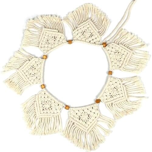 Macrame Woven Wall Hanging Fringe Garland Banner Boho Chic Wall Decor Woven Home Decoration For Apartment Bedroom Promotion