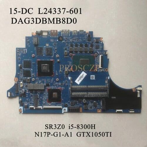 FOR HP 15-DC Laptop motherboard SR3Z0 I5-8300H CPU GTX1050TI with L24337-001 L24337-501 L24337-601 DAG3DBMB8D0 100% working well