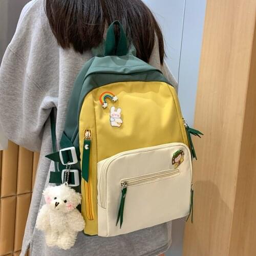 Cute Nylon School Bags Lovely Girls Travel Backbag Panelled Small Casual Daily Bag Backpack Fashion Kawaii Women Backpack