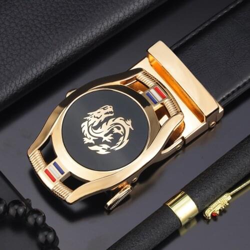 Zodiac Dragon belts men high quality Automatic Buckle Waist Strap genuine leather blue designer belts Leisure ceinture homme