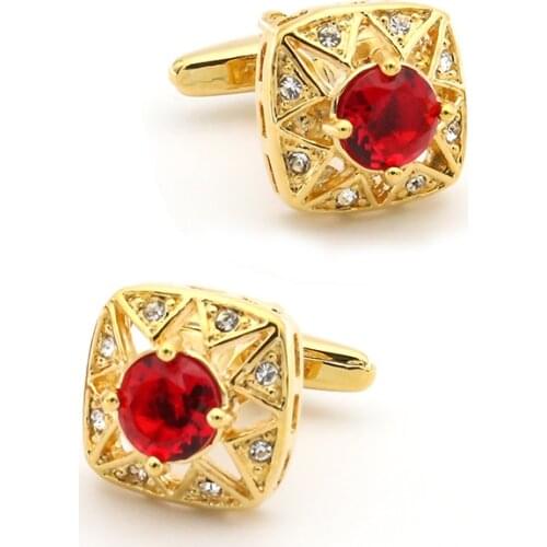 5 Colors Option Mens Luxurious Crystal Cuff Links Copper Material