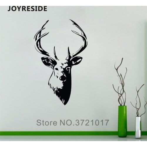 JOYRESIDE Animals Wall Silhouette of a Deer Horns Decal Vinyl Sticker Decor Home Bedroom Living Room Interior Art Murals A303