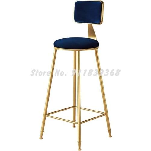 Nordic Bar Chair Stool Simple Net Red Light Luxury Restaurant Milk Tea Front Desk Chair Gold Back High Stool