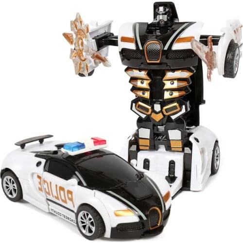 One-key Automatic Transform Robot Car Model Toy for Boys Children Plastic Funny Action Figures Deformation Vehicles Car Kid Toys