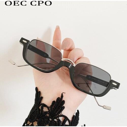 OEC CPO Fashion Ultralight Rectangle Sunglasses Women Punk Semi-Rimless Sun Glasses Men Shades Square Glasses Eyewear Oculos
