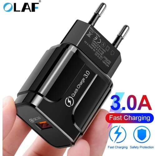 OLAF Quick Charge QC 3.0 USB US EU Charger Universal Mobile Phone Charger Wall Fast Charging Adapter For iPhone Samsung Xiaomi