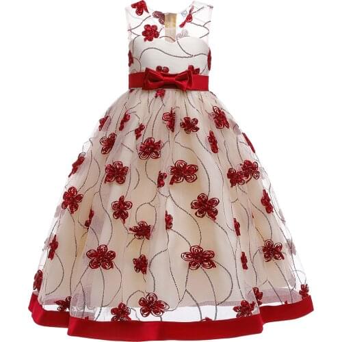 Girls Flower Sequin Kids Birthday Princess Wedding Party Dress for Girl Children Bridesmaid Dress Teenagers Christmas Clothing