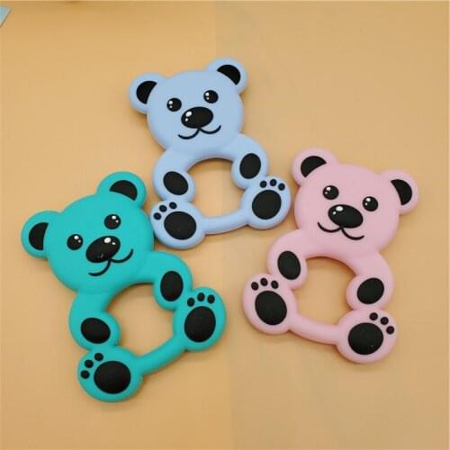 Bear Silicone Teethers Teething Necklace Pendant Soft Silicone Beads BPA Free Chewable Toy Baby Teether