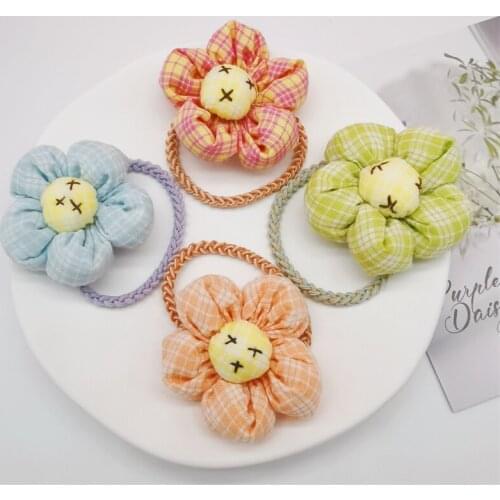 Flowers 2021 Girl Gift Cute Summer Korean Fashion kids Headwear Scrunchies Elastic Rope Vintage Rubber Bands For Hair Accessorie