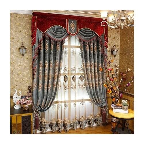 Luxury shading European living room bedroom embroidered curtain water soluble hollow embroidered curtain christmas curtains