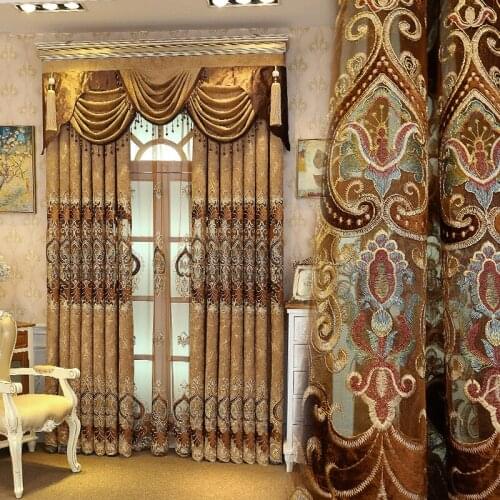 European-style Luxury Jacquard Curtains for Living Room Bedroom Wedding Decoration Retro Palace Decorative Curtains Custom