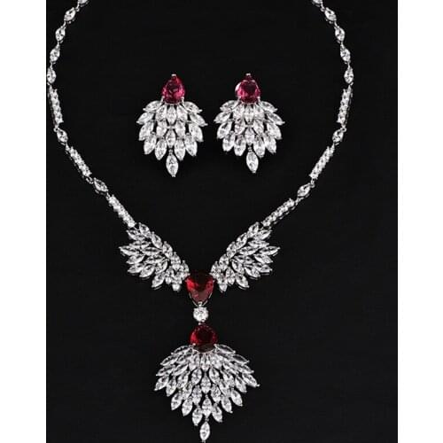 DOKOL Luxury Design Elegant Wedding Jewelry Sets Marquise Cut AAA+ Zircon Earrings Necklace Set For Bridal DKS0005