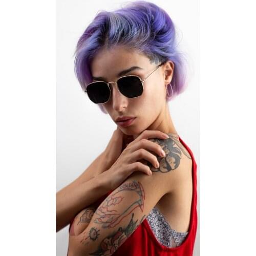 Vintage Different Model Womens Black Hexagon Gold Black Sunglasses 2021 New Season Fashion Trend High Quality Ladies Sunglasses