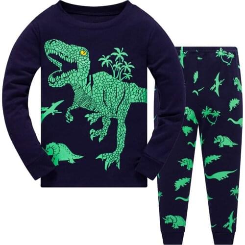TELOTUNY kids clothes Baby Boy Autumn Long Sleeve Cartoon Dinosaur T-shirt Tops+ Pants Pajamas Sleepwear Outfits 2PCS Set
