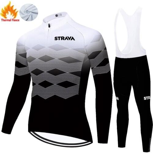 Strava jersey set 20D gel pad Winter Thermal Fleece 2021 bike clothes long sleeve uniforme ciclismo ​bike cycling equipment