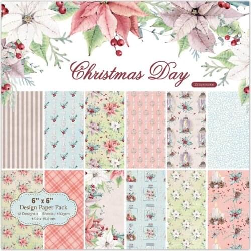 ZFPARTY 12pcs 6" Single-side Printed Christmas Day painting creative papercraft art paper handmade scrapbooking kit set book