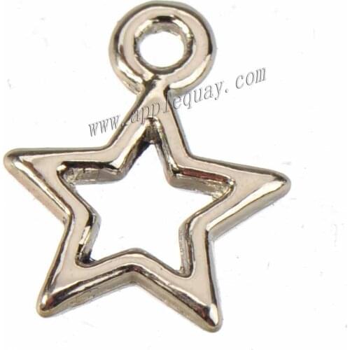 Stars Charms Bracelets Handcrafts DIY Small Open Vintage Silver Metal New Classic Ornaments Jewellery Accessory 12*10*1mm 150pcs