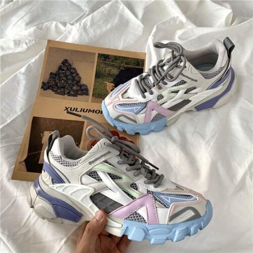 5cm Womens Chunky Sneakers Mesh Breathable Platform Wedge Heels Shoes Lace Up Vulcanize Shoes Female Flats Shoes Dad Shoes