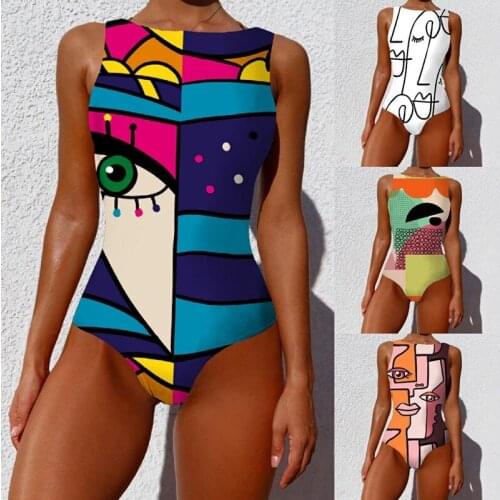 Women Swimwear Pop Art One Piece Swimsuit Female Monokini Swimming Suits Bathing Suits Print Swimsuits For Women Swimwear Beach
