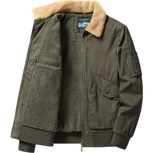 Winter Mens Zipper Jackets Casual Male Bomber Outwear Fleece Warm Windbreaker Woolen Jacket Mens Turn-Down Collar Coats Clothing