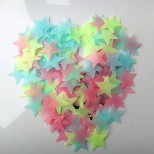 100PCS 3/3.8/4.6CM Luminous Star Wall Sticker Luminous Fluorescent 3D Kids Bedroom Ceiling Home Dark Place Star Wall Stickers