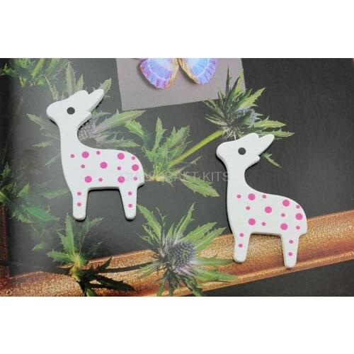 100pcs large white paint deer fawn bambi dots wooden pendants charm cabochons 55mm big white lacquered