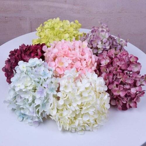11 Branches,19CM Head,5PCS Decorative Fake Silk Hydrangeas Heads Artificial Hydrangea Plastic Rose Flowers,Bridal Bouquet,Home