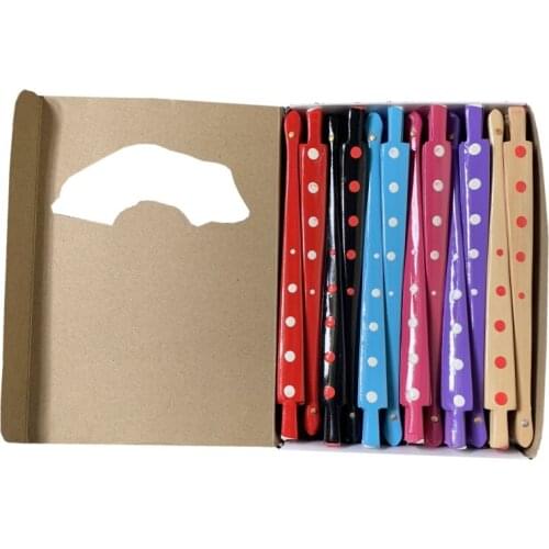 12PCS Polka Dots Design Spanish Style Craft Wood Foldable Fan Wedding Gift Party Favor or Home Decorations With 6 Colors Mixed