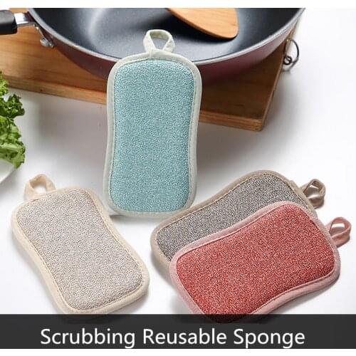 2Pack Scrubbing Reusable Sponge Durable Scrub Scouring Sponge Pad Non-Scratch Washing Up Cleaner Heavy Duty Scouring Pads
