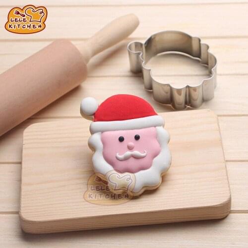 5Pcs Santa Claus Head Biscuit Mold Cookies Mould Stainless Steel Cookie Frame Cutter Christmas Kitchen Cookies Tool Baking Mold