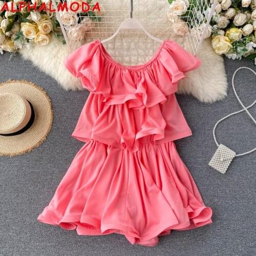 ALPHALMODA 2020 Summer Cute Ruffled Dress Women Pullover Sleeveless Multi-layer Ruffled Dress Flounced Sweet Chiffon Dress