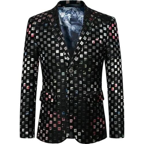 Plus size 6XL Colorful Sequins Men Blazer Jacket Design Stylish Casual Male Slim Fit Suit Jacket Singer Prom Coat Dress