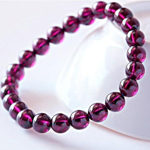 8" 7A 6-10mm Brazilian claret-red Garnet Round Beads stretch bracelet