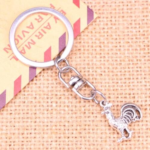 New Fashion Keychain 21x16mm chicken cock rooster Pendants DIY Men Jewelry Car Key Chain Ring Holder Souvenir For Gift