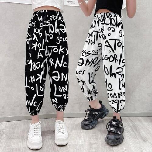 Pants For Girls Letter Pants For Girl 2021 Summer Childrens Overalls Casual Style Girl Clothes 6 8 10 12 14
