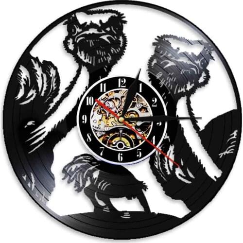 Africa Ostrich Long Neck Vinyl Record Wall Clock Nature Wild Animals Wall Art Home Decor Laser Cut Silent Hanging Clocks Watch