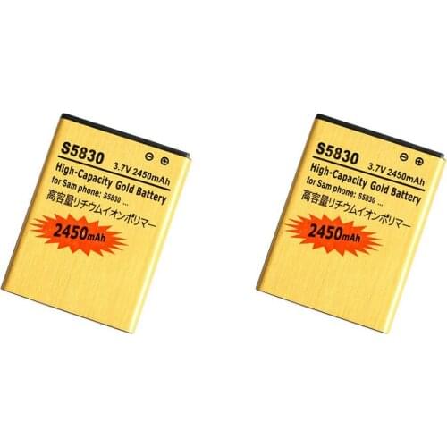 Ciszean 2pcs/lot 2450mAh EB494358VU Gold Replacement Battery For Samsung Galaxy Ace S5830 S5660 S5670 S7510 S5830i i569 S5838