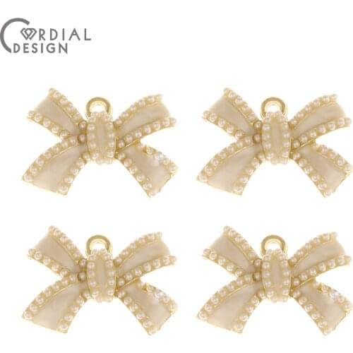Cordial Design 30Pcs 16*23MM Jewelry Accessories/Bowknot Shape/Imitation Pearl/Jewelry Findings & Components/Earrings Pendants