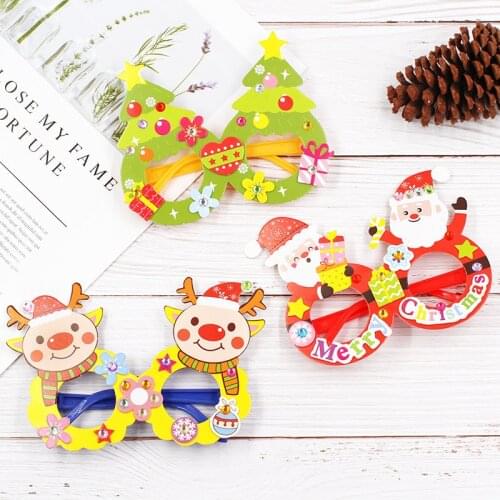 Kids DIY Christmas Diamond Glasses Children Handmade Craft Toys Materials Kindergarten Manual Gifts Creative Stickers