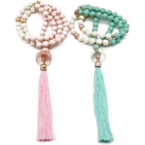 Long Tassel Necklace Acrylic Beads Pendant New-Design