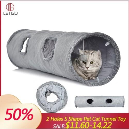 Pet Cats Tunnel Interactive Play Toy Gray S Shape Tunnel Soft Polar Fleece Cat Tube Bed Foldable Cat Tunnel House Mat