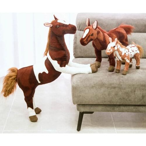 30cm/50cm Simulation Horse Plush Toy Stuffed Animal Soft Lifelike Horse Doll Toys for Girls Children Birthday Gift Home Decor