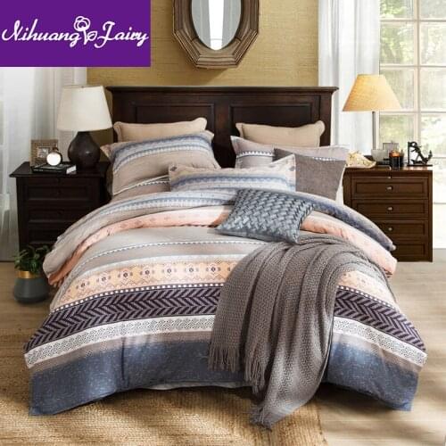 100% cotton brushed four-piece pure cotton thick high-end bedding simple quilt cover three-piece new product