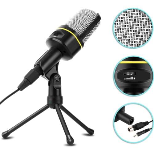 BENTOBEN 3.5mm Condenser Microphone With Tripod Stand Audio Recording Microfono For PC Smartphone Mic Streaming Youtube
