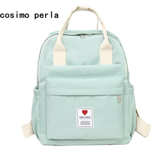 Korea lovely Waterproof Nylon Backpack bag female Casual Japanese Harajuku bagpack small fresh Square Student Tote Back pack