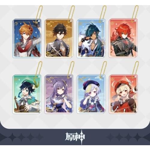 Game Genshin Impact Keqing Zhongli Qiqi Cute Keychain Cartoon Anime Pendant School Bag Itabag Collection Keyring Xmas Gifts