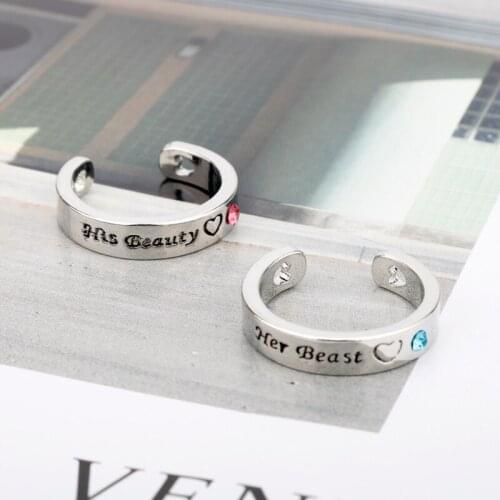 MQCHUN 1 Pair Couple Rings Her Beast His Beauty Ring Opening Rings Engagement Promise Jewelry Wedding Jewelry -25