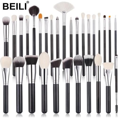 BEILI Black 30 pcs Makeup Brushes Set Professional Goat Hair Foundation Powder Blush Eyebrow Eyeshadow pinceaux de maquillage