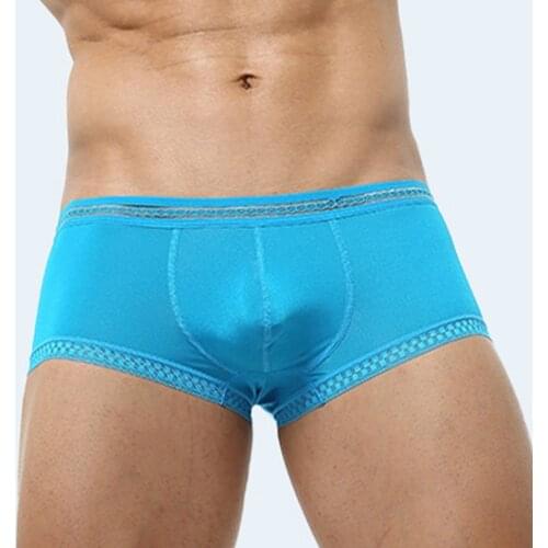 2021 New Ice Silk Mens Sexy Boxers Briefs Cup Pouch Seamless Stretchy Underwear Breathable Bulge Underpants Mens Boxers Panties