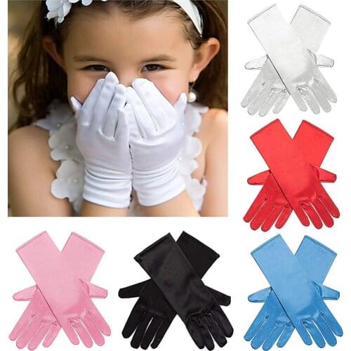 3-10Y Elsa Girls Satin Gloves Snow Queen Glove Princess Costume for Kids Party, Wedding, Formal Pageant Birthday Party